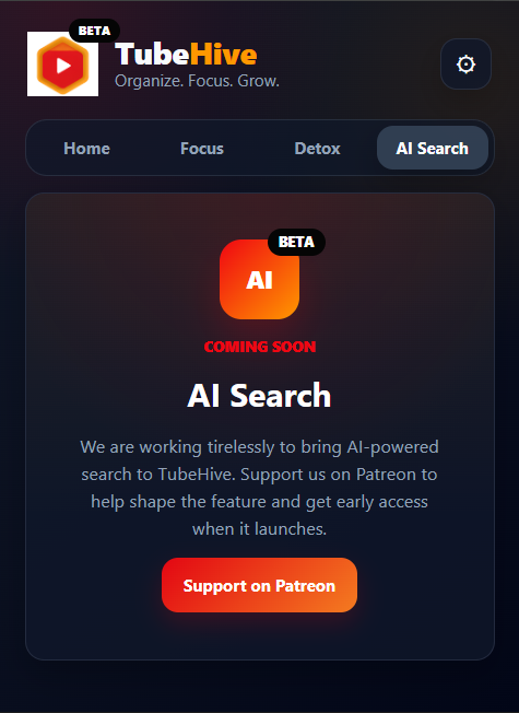 TubeHive AI Search interface